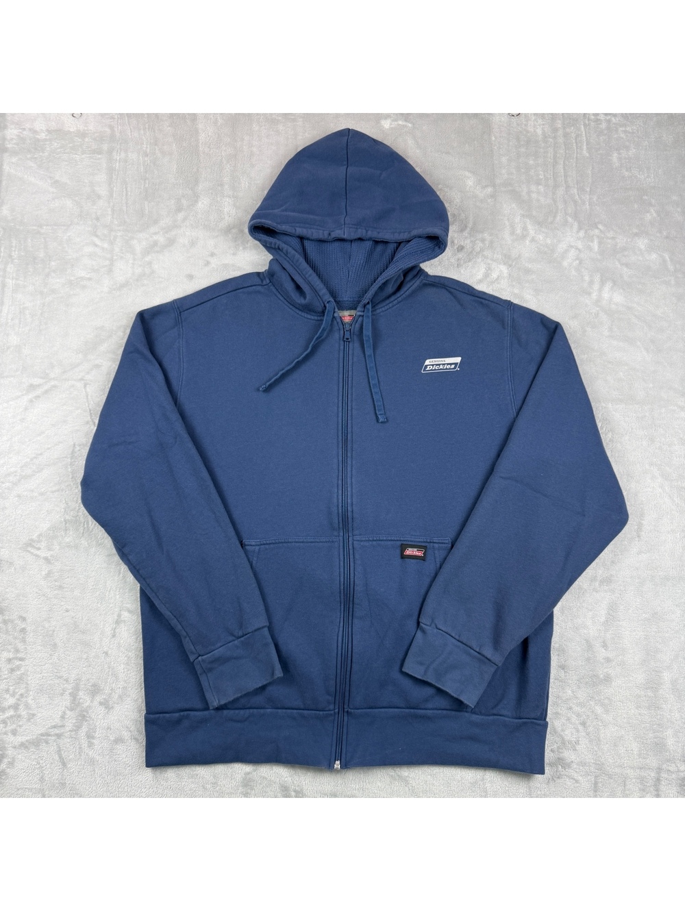 Dickies Men’s L 42/44 Blue Full Zip Hoodie Genuine Logo Workwear Carpenter Y2K